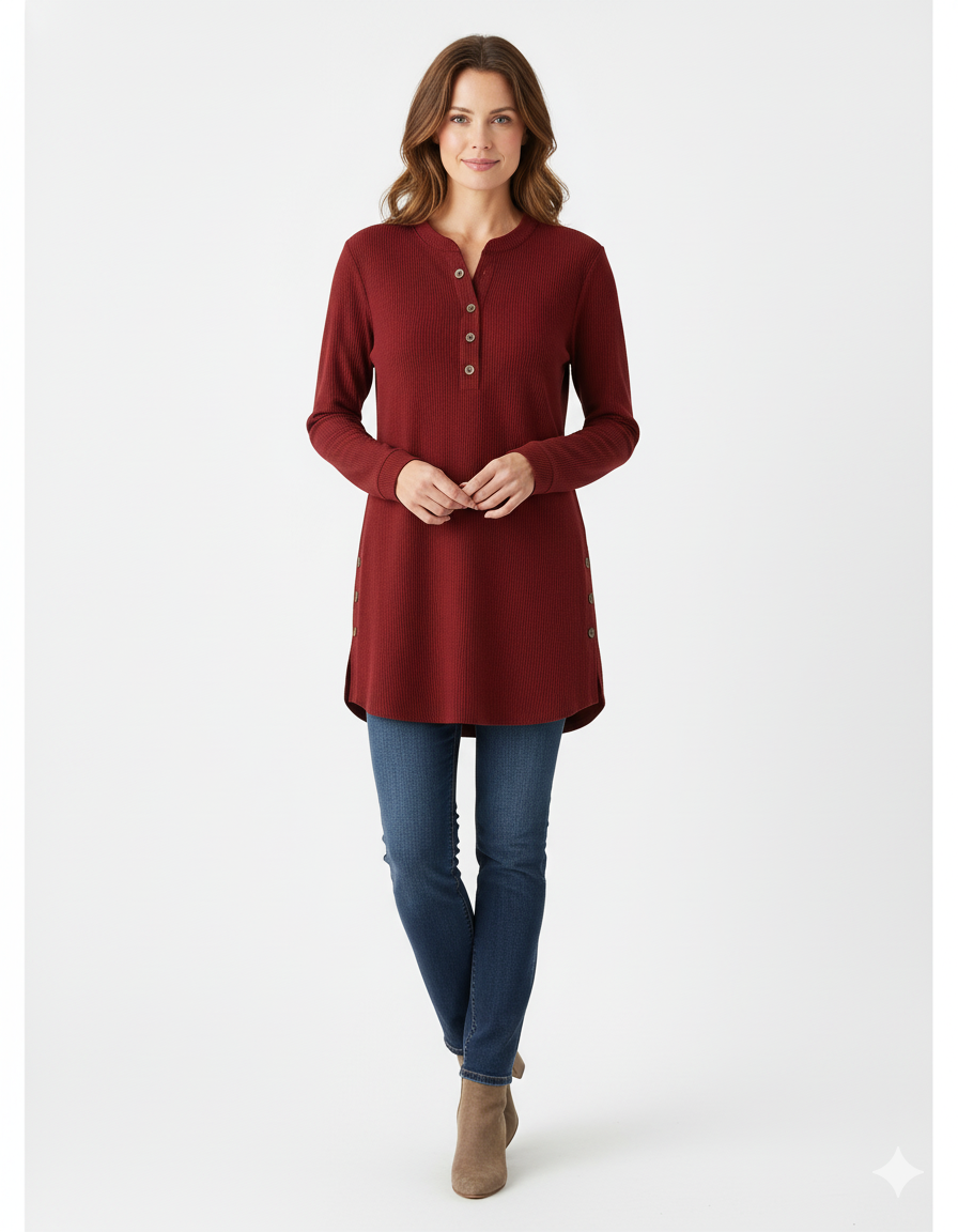 Alina | Bluză termică cu nasturi decorativi