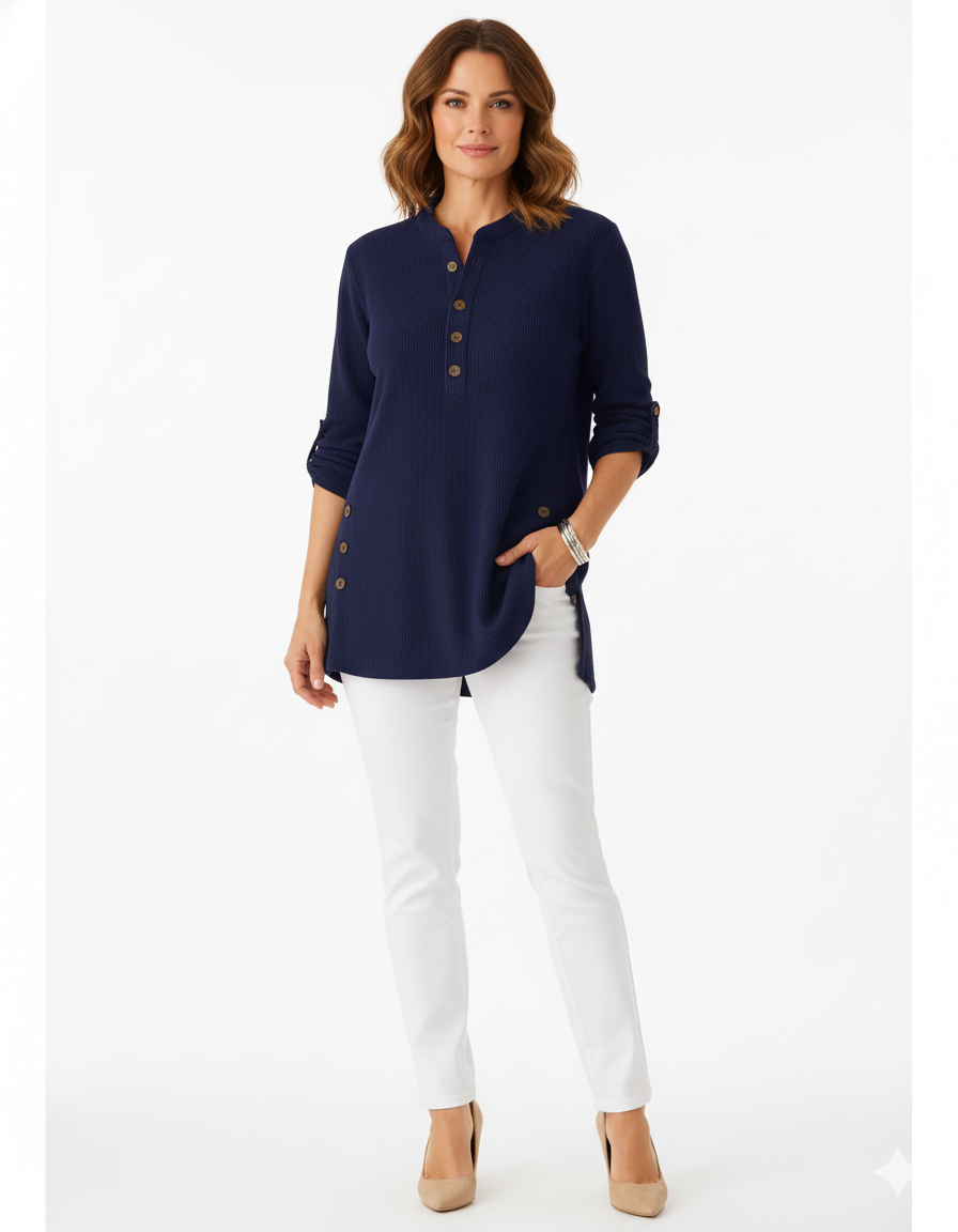 Alina | Bluză termică cu nasturi decorativi