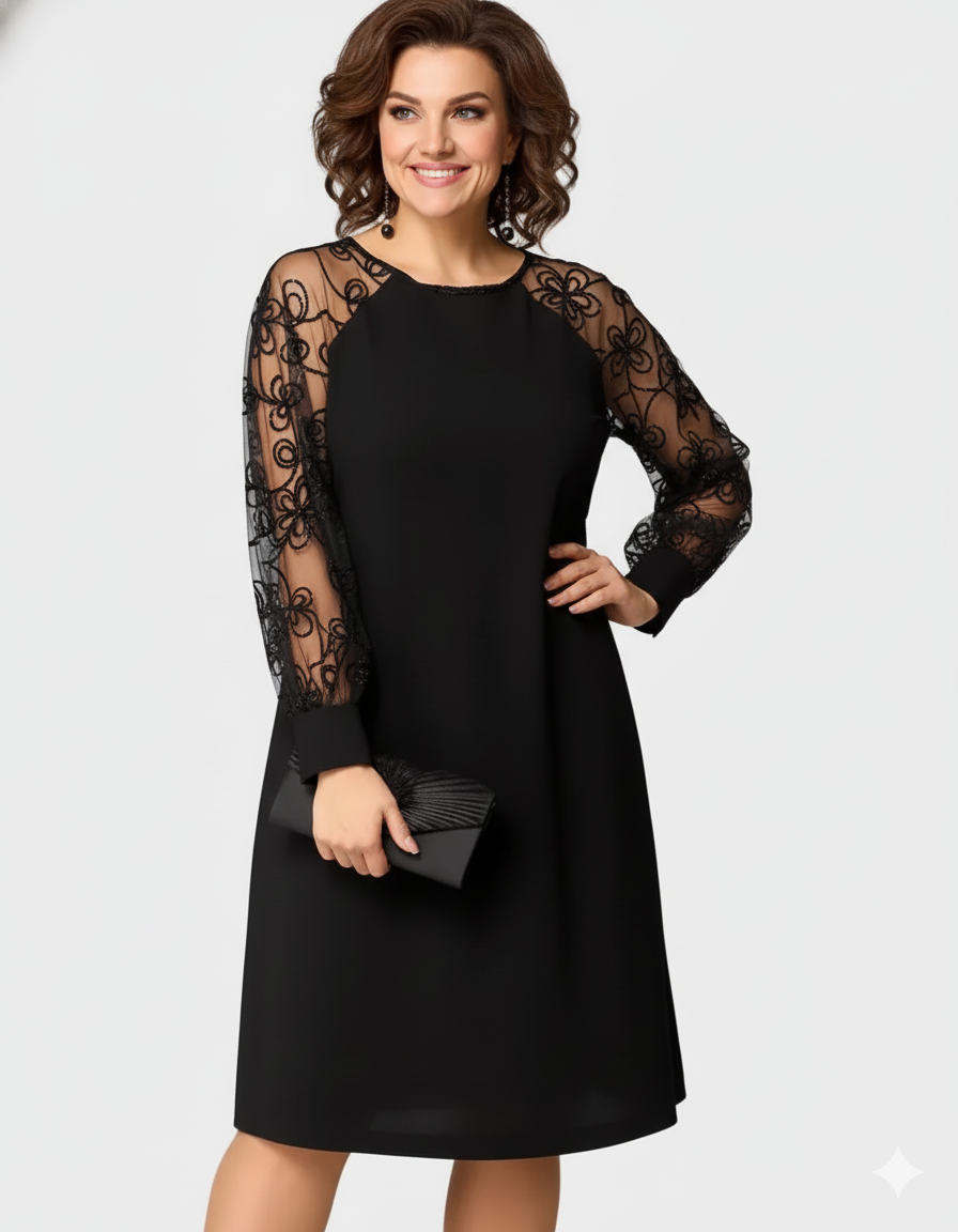 Silviana | Rochie elegantă cu mâneci din dantelă