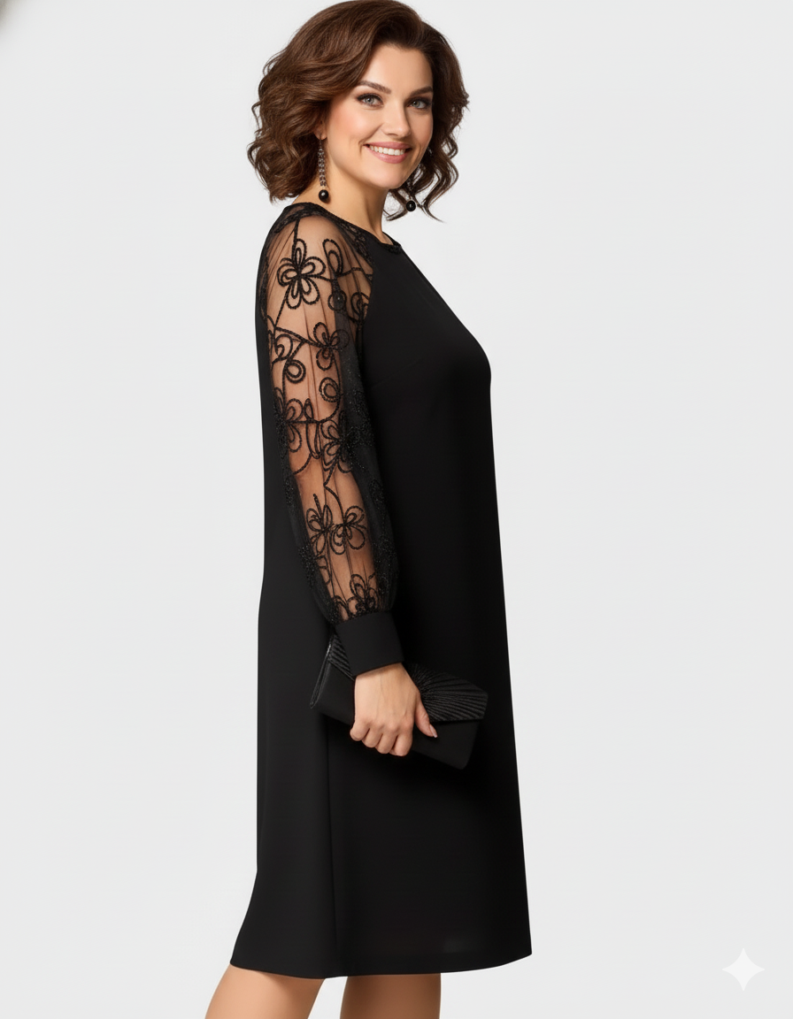 Silviana | Rochie elegantă cu mâneci din dantelă