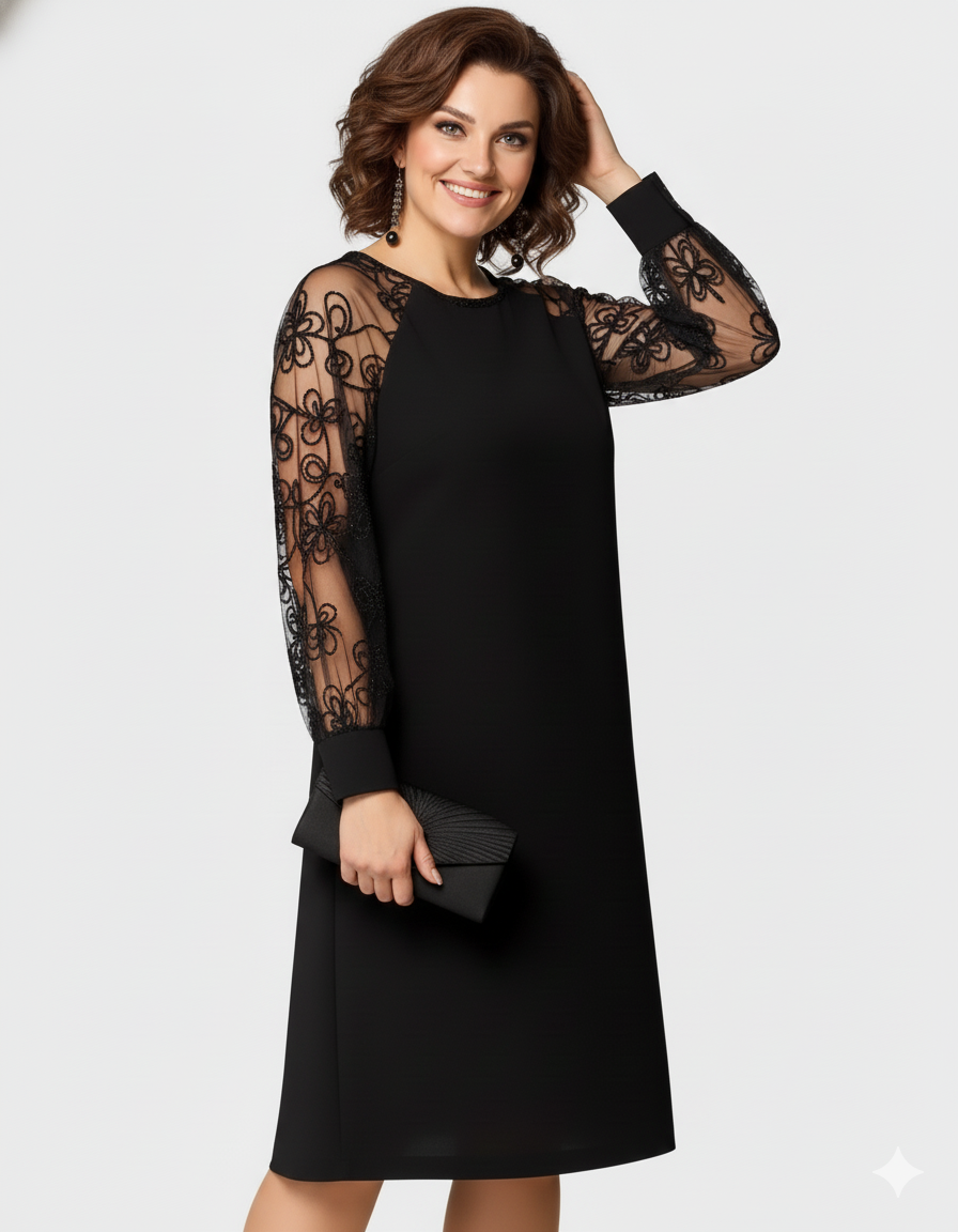 Silviana | Rochie elegantă cu mâneci din dantelă