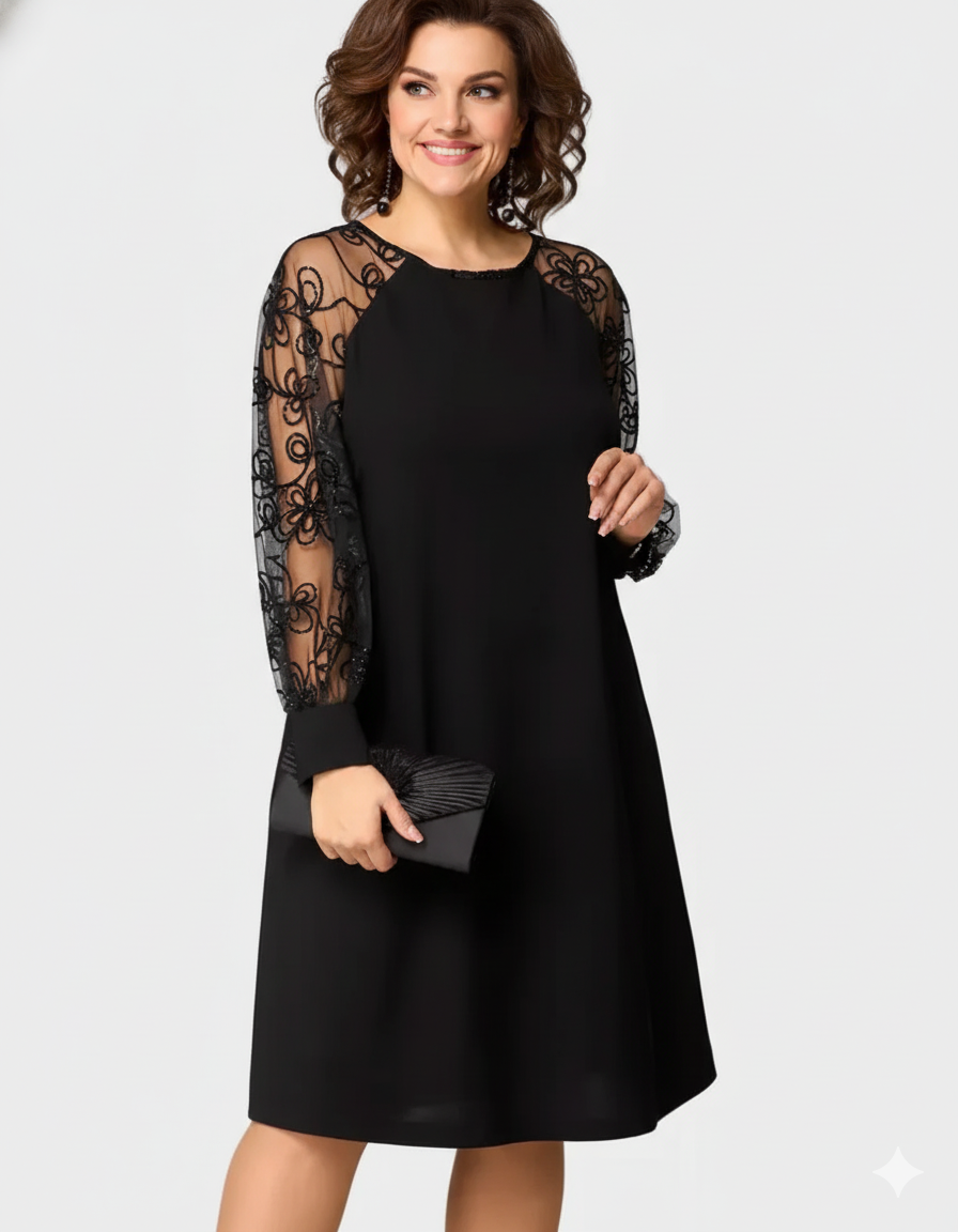 Silviana | Rochie elegantă cu mâneci din dantelă