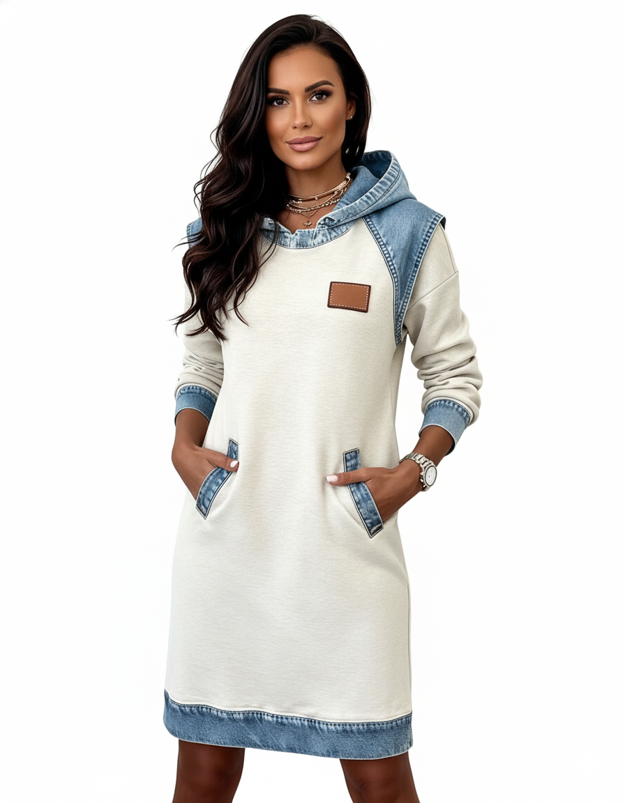 Paula | Rochie casual cu detalii denim