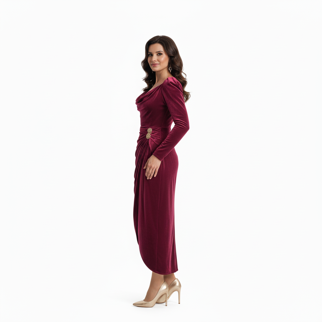 Livia | Rochie catifea cu drapaj elegant