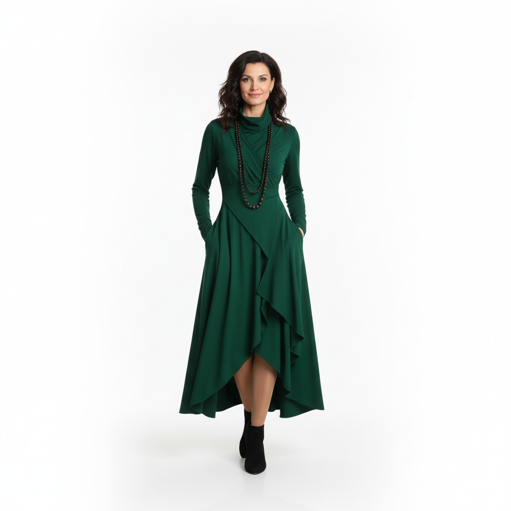 Kaia | Rochie asimetrică cu guler înalt