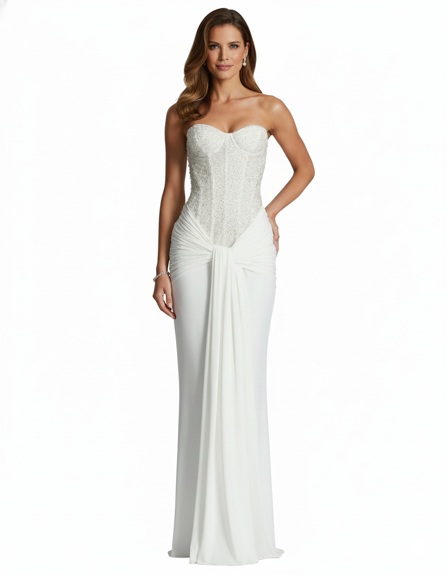 Aria | Rochie lungă cu corset strălucitor