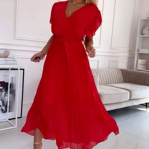 AMANDA - ROCHIE MAXI PLISATĂ CU DECOLTEU ÎN V ELEGANT